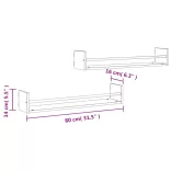 2 db sonoma tölgy fali polc rúddal 80 x 16 x 14 cm