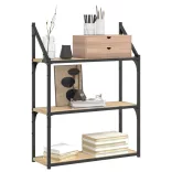 3 szintes sonoma tölgy színű szerelt fa fali polc 60x21x78,5 cm