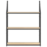 3 szintes sonoma tölgy színű szerelt fa fali polc 60x21x78,5 cm