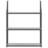 3 szintes szürke sonoma színű szerelt fa fali polc 60x21x78,5cm