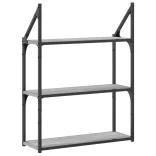 3 szintes szürke sonoma színű szerelt fa fali polc 60x21x78,5cm