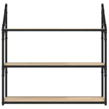 3 szintes sonoma tölgy színű szerelt fa fali polc 80x21x78,5 cm