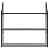 3 szintes szürke sonoma színű szerelt fa fali polc 80x21x78,5cm