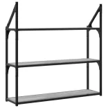 3 szintes szürke sonoma színű szerelt fa fali polc 80x21x78,5cm