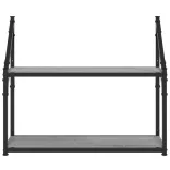 2 szintes szürke sonoma színű szerelt fa fali polc 60x21x51 cm