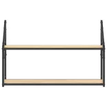 2 szintes sonoma tölgy színű szerelt fa fali polc 80x21x51 cm