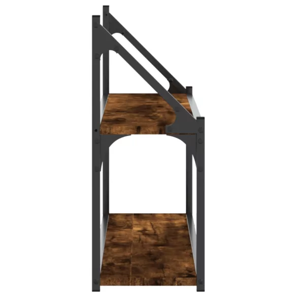 2 szintes füstös tölgy színű szerelt fa fali polc 80x21x51 cm