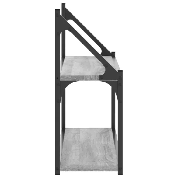 2 szintes szürke sonoma színű szerelt fa fali polc 80x21x51 cm
