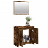 2 részes füstös tölgy színű szerelt fa fürdőszobai bútorszett