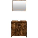 2 részes füstös tölgy színű szerelt fa fürdőszobai bútorszett