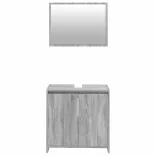 2 részes szürke sonoma színű szerelt fa fürdőszobai bútorszett