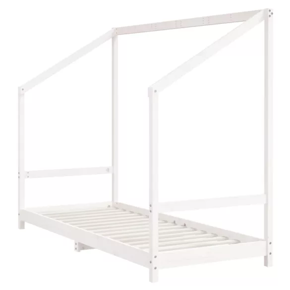 fehér tömör fenyőfa gyerekágykeret 80 x 200 cm