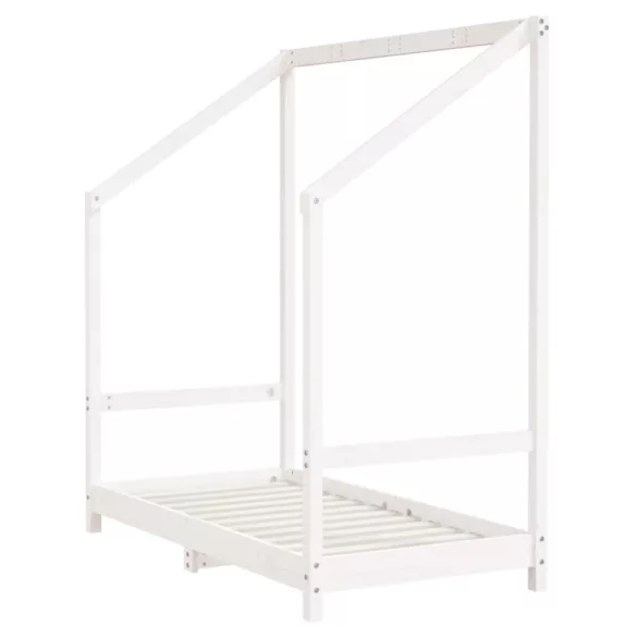 fehér tömör fenyőfa gyerekágykeret 70 x 140 cm