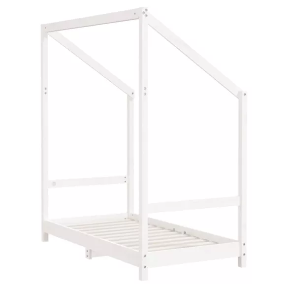 fehér tömör fenyőfa gyerekágykeret 70 x 140 cm