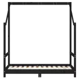 fekete tömör fenyőfa gyerekágykeret 70 x 140 cm