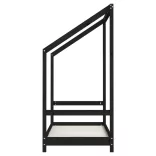 fekete tömör fenyőfa gyerekágykeret 70 x 140 cm