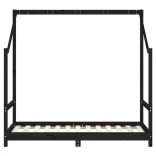 fekete tömör fenyőfa gyerekágykeret 80 x 160 cm