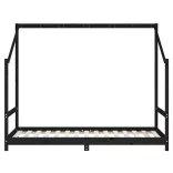 fekete tömör fenyőfa gyerekágykeret 90 x 190 cm