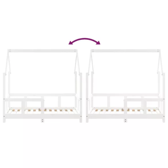 fehér tömör fenyőfa gyerekágykeret 70 x 140 cm