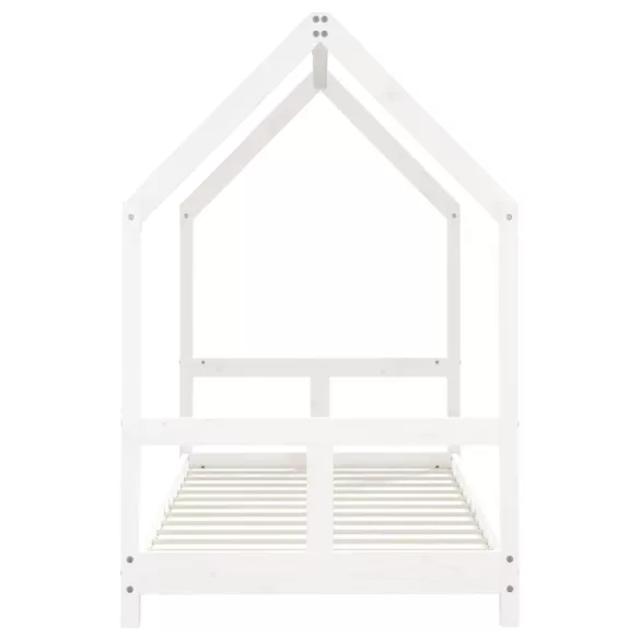 fehér tömör fenyőfa gyerekágykeret 80 x 160 cm