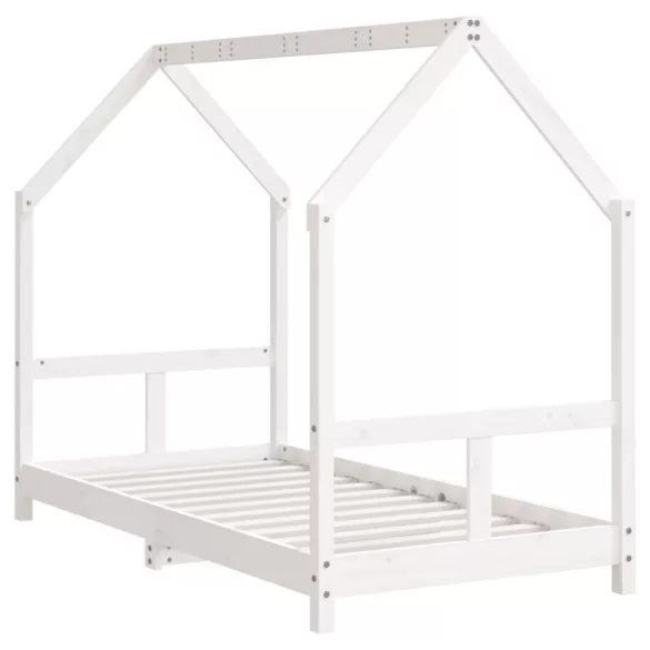 fehér tömör fenyőfa gyerekágykeret 80 x 160 cm