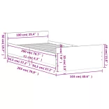 betonszürke szerelt fa ágykeret 100 x 200 cm