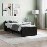 fekete egyszemélyes szerelt fa ágykeret 75 x 190 cm