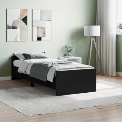 fekete egyszemélyes szerelt fa ágykeret 75 x 190 cm