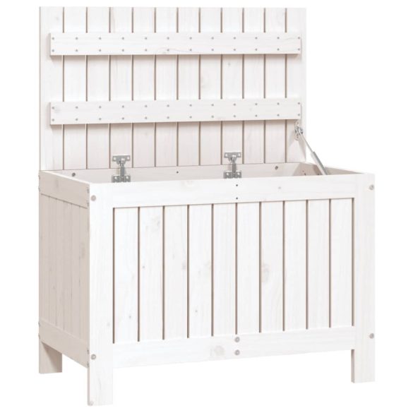 fehér tömör fenyőfa kerti tárolóláda 76 x 42,5 x 54 cm