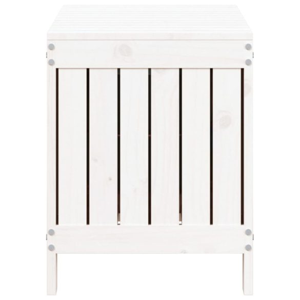 fehér tömör fenyőfa kerti tárolóláda 76 x 42,5 x 54 cm