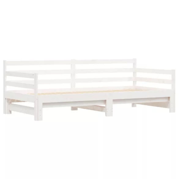 fehér tömör fenyőfa kihúzható kanapéágy 90 x 200 cm