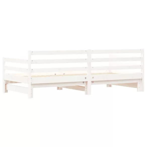 fehér tömör fenyőfa kihúzható kanapéágy 90 x 200 cm