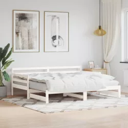 fehér tömör fenyőfa kihúzható kanapéágy 90 x 190 cm