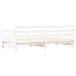 fehér tömör fenyőfa kihúzható kanapéágy 90 x 190 cm