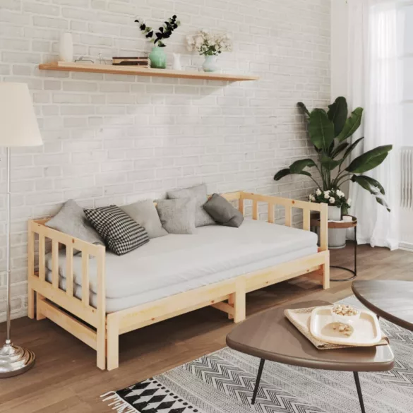 tömör fenyőfa kihúzható kanapéágy 90 x 200 cm