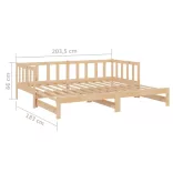 tömör fenyőfa kihúzható kanapéágy 90 x 200 cm