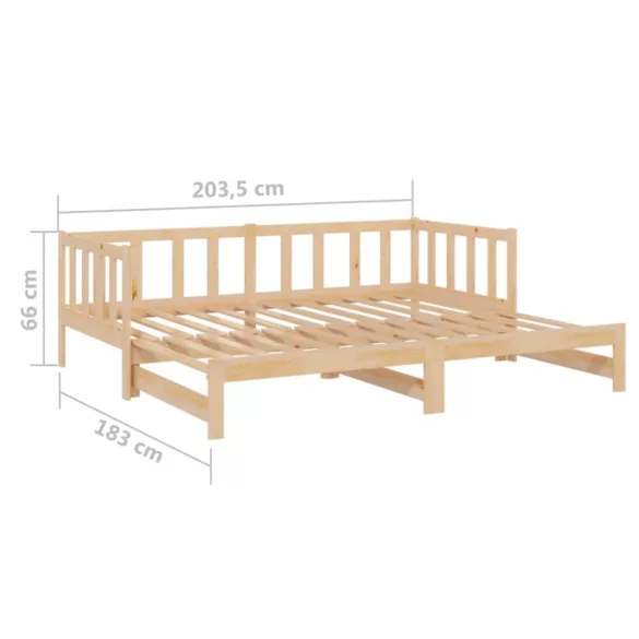 tömör fenyőfa kihúzható kanapéágy 90 x 200 cm