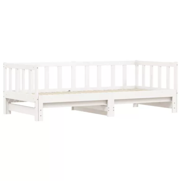 fehér tömör fenyőfa kihúzható kanapéágy 90 x 200 cm