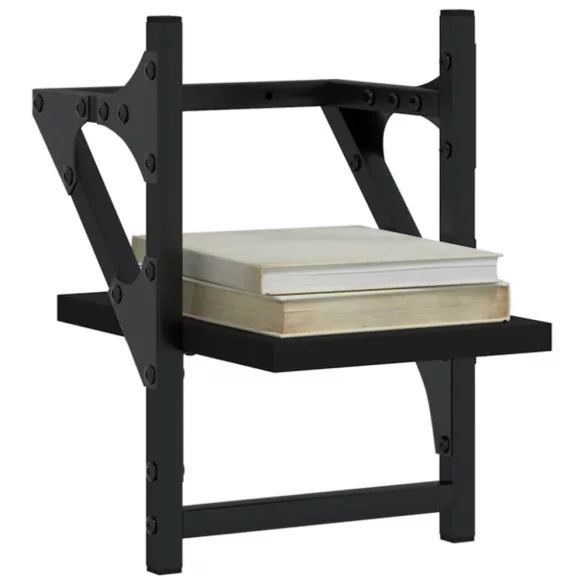 2 db fekete fali polc rúddal 20 x 25 x 30 cm