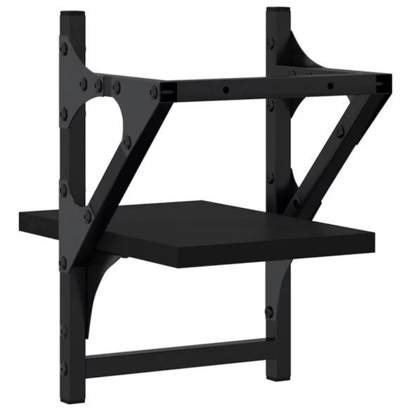 2 db fekete fali polc rúddal 20 x 25 x 30 cm