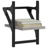 2 db szürke sonoma színű fali polc rúddal 20 x 25 x 30 cm