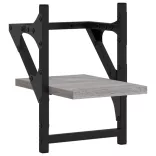 2 db szürke sonoma színű fali polc rúddal 20 x 25 x 30 cm