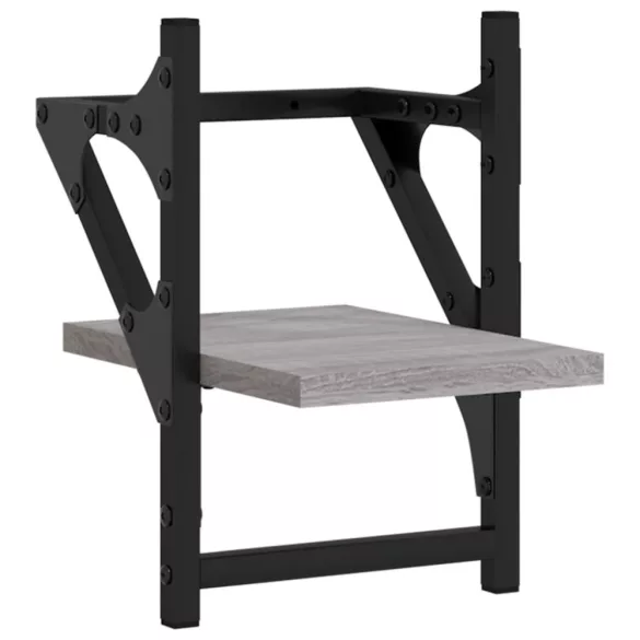 2 db szürke sonoma színű fali polc rúddal 20 x 25 x 30 cm