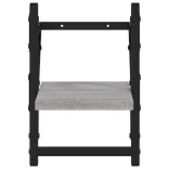 2 db szürke sonoma színű fali polc rúddal 20 x 25 x 30 cm