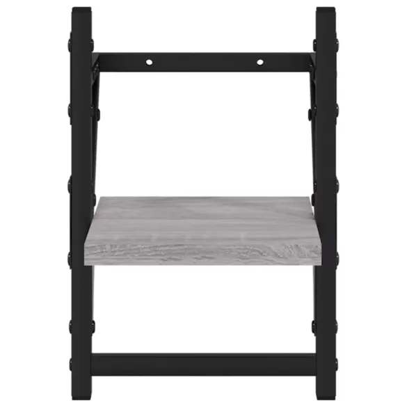 2 db szürke sonoma színű fali polc rúddal 20 x 25 x 30 cm