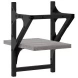 2 db szürke sonoma színű fali polc rúddal 20 x 25 x 30 cm