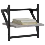 2 db szürke sonoma színű fali polc rúddal 30 x 25 x 30 cm