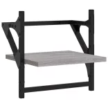 2 db szürke sonoma színű fali polc rúddal 30 x 25 x 30 cm