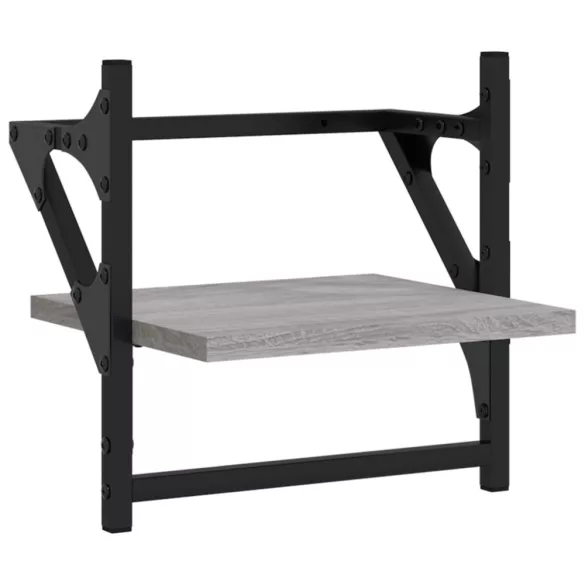 2 db szürke sonoma színű fali polc rúddal 30 x 25 x 30 cm