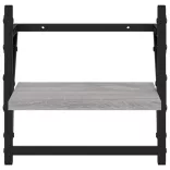 2 db szürke sonoma színű fali polc rúddal 30 x 25 x 30 cm